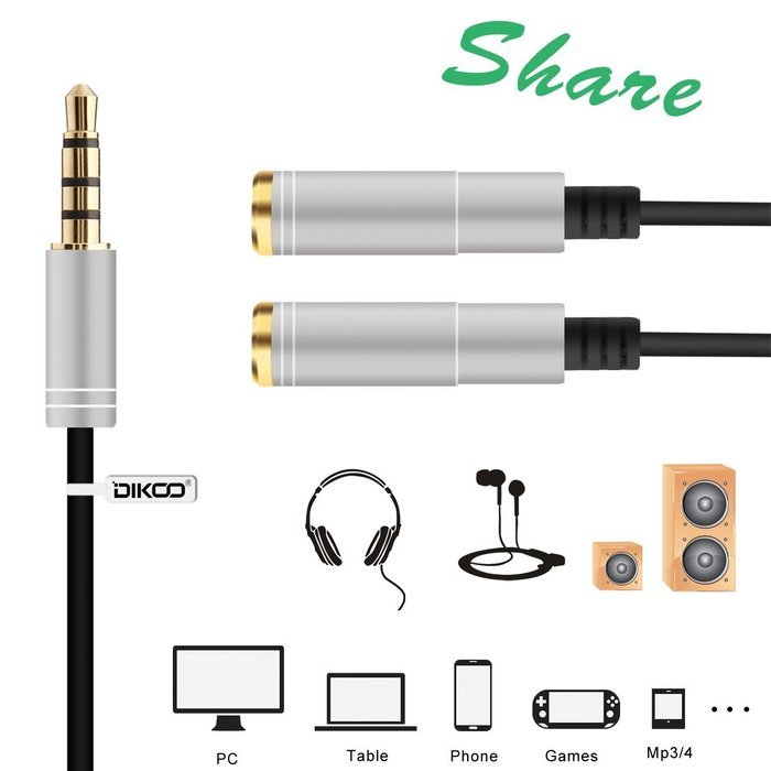 DIKOO 35510011 AUX 3.5mm Male to Male Stereo Audio Cable with In-line Microphone N45