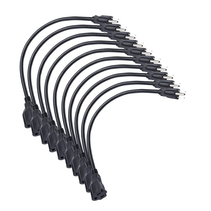 JACKYLED 2-PACK 16AWG Power Cord, Universal Power Cord, NEMA 5-15P to NEMA 5-15R, Black, 10 Feet/3m, UL listed N14