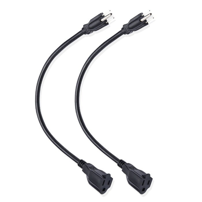 JACKYLED 2-PACK 16AWG Power Cord, Universal Power Cord, NEMA 5-15P to NEMA 5-15R, Black, 10 Feet/3m, UL listed N16