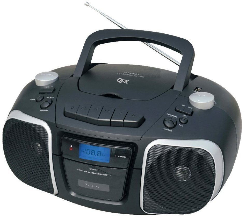 QFX J-72 Portable Top-loading CD/Cassette/MP3 Stereo Player and AM/FM Radio