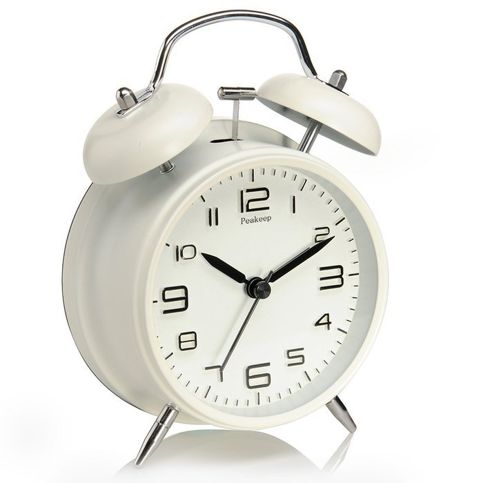 Peakeep 4" Twin Bell Alarm Clock with Stereoscopic Dial, Backlight, Battery Operated Loud Alarm Clock N5
