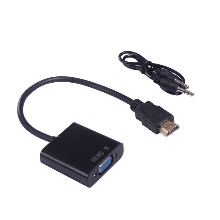 HDE 1080p HDMI to VGA HDTV Gold Plated Active Adapter Video Converter with 3.5mm Audio Cable and Micro USB Port... N8