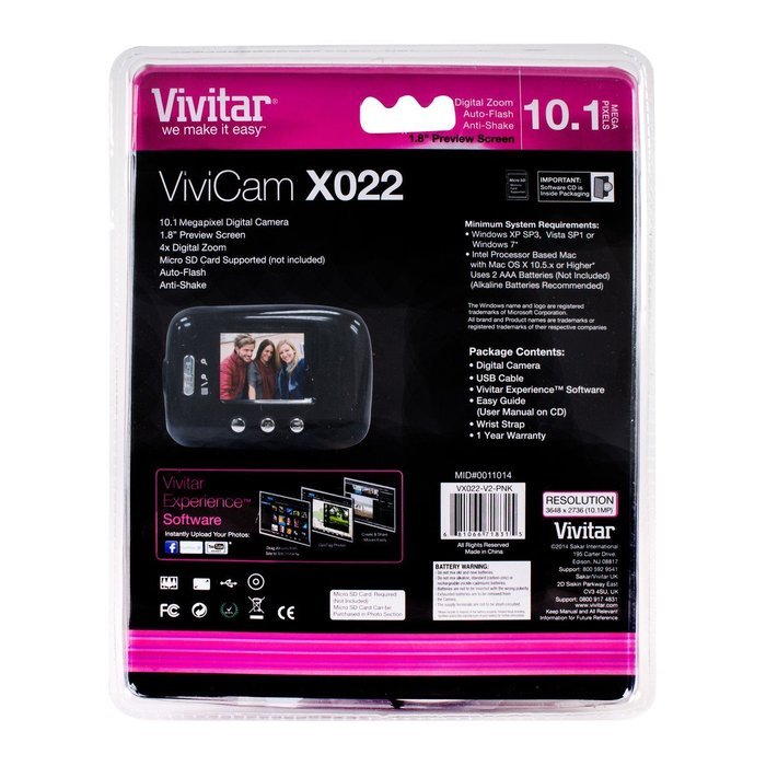 Vivitar V8025 8.1MP HD Super-slim Digital Camera with 2.4-Inch TFT LCD N6
