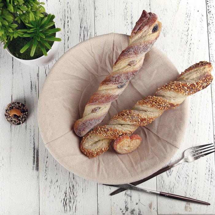 Homestia Round Shaped Bread Dough Proofing Rising Rattan Basket & Linen, 9.8 Inch N15