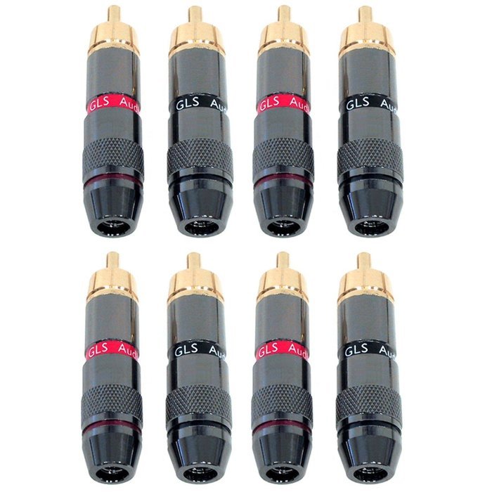 GLS Audio RCA Plugs 24K Gold Speaker Plug - 8 Pack N2