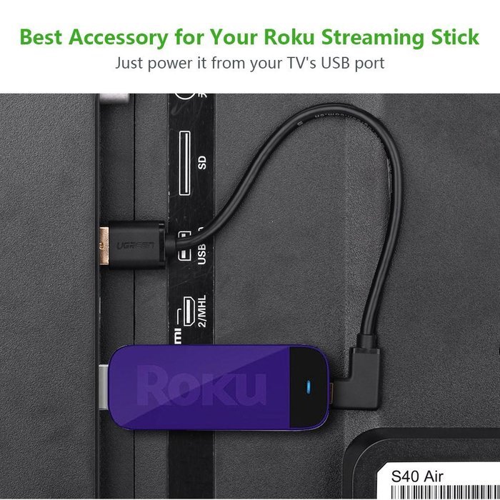 Micro USB Cable, Ugreen USB Power Cable Charging for Fire TV Stick, Chromecast, Roku 6 Inches (Left+Right) N6