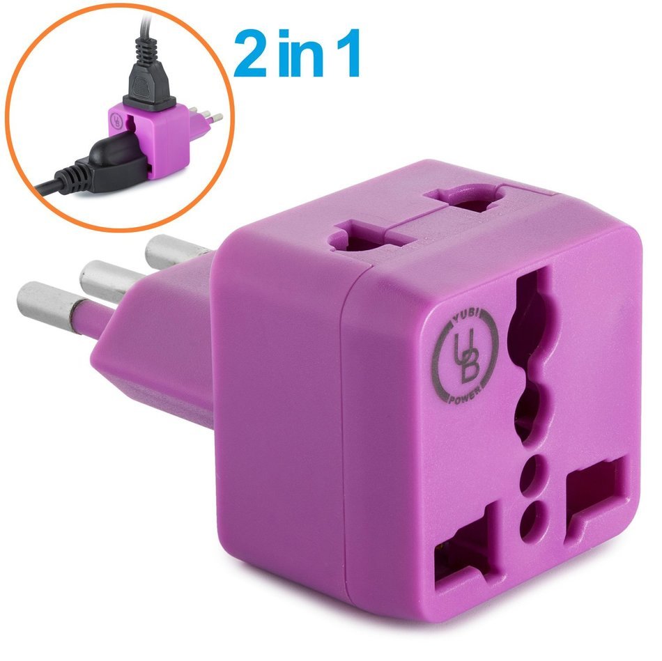 Yubi Power 2 in 1 Universal Travel Adapter with 2 Universal Outlets - Built in Surge Protector - 3 Pack - Black... N109