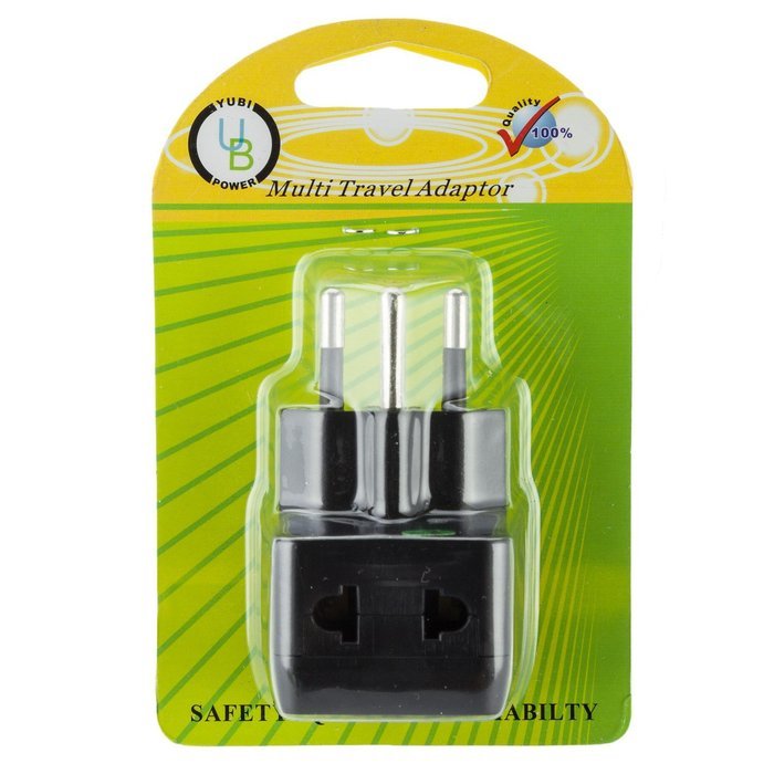 Yubi Power 2 in 1 Universal Travel Adapter with 2 Universal Outlets - Built in Surge Protector - 3 Pack - Black... N115