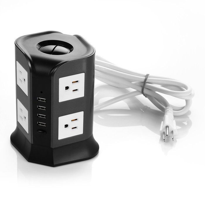 Smart 8-Outlet Home / Office Surge Protector 930 Joules Power Strip 4000W 110-250V Worldwide Voltage Power Socket... N7