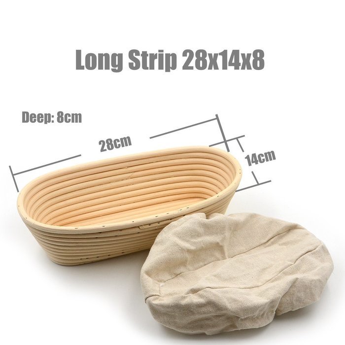 AngelaKerry 1pcs 34x15.5x7cm (1.3x0.6x0.2.8 inch) Banneton Brotform Long-Strip Bread Proofing Basket Handmade N38