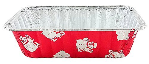 Handi-Foil 2 lb. Red Holiday Christmas Snowman Aluminum Foil Loaf / Bread Baking Pan w/Clear Dome Lid (25) N15