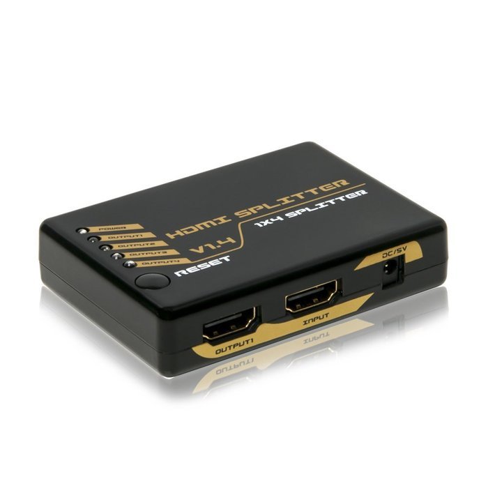 TNP UDH 4K HDMI Splitter 1 in 4 out 1x4 / 4 Port HDMI Audio Video Out Four Ouputs Distribution Repeater Amplifier... N2