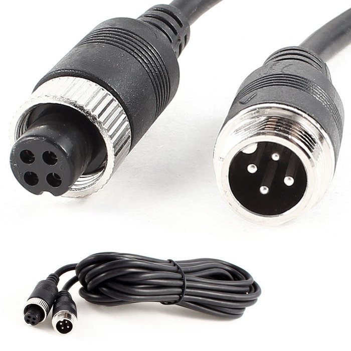 uxcell&reg; 5M Black 4 Pin Connector M/F Power Cable for Car Monitor System