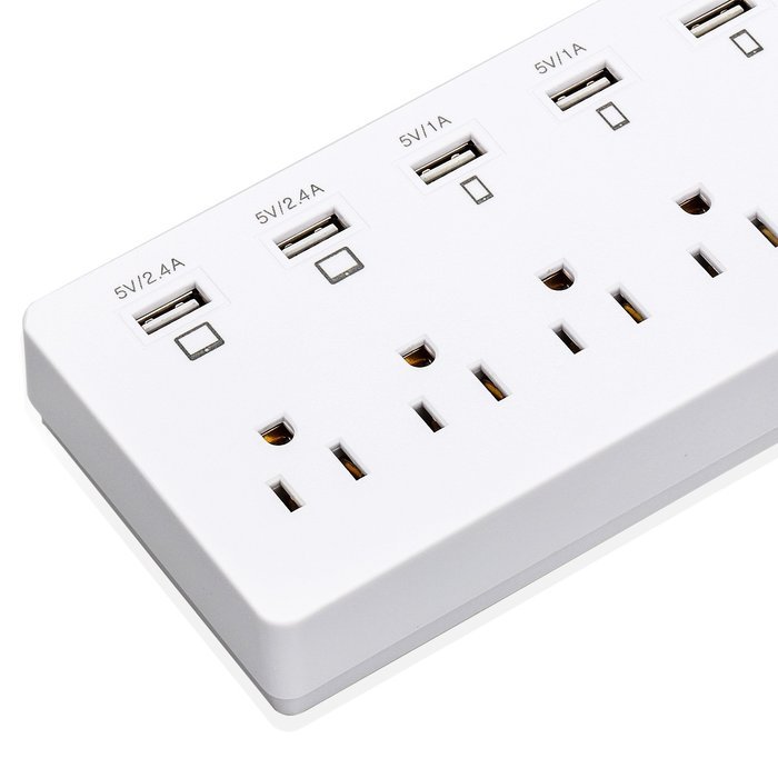 Power Strip, FlePow 1625W/13A 6-Outlet Surge Protector with 6 USB Charging Ports + 18 Pin Retractable Cable for... N10