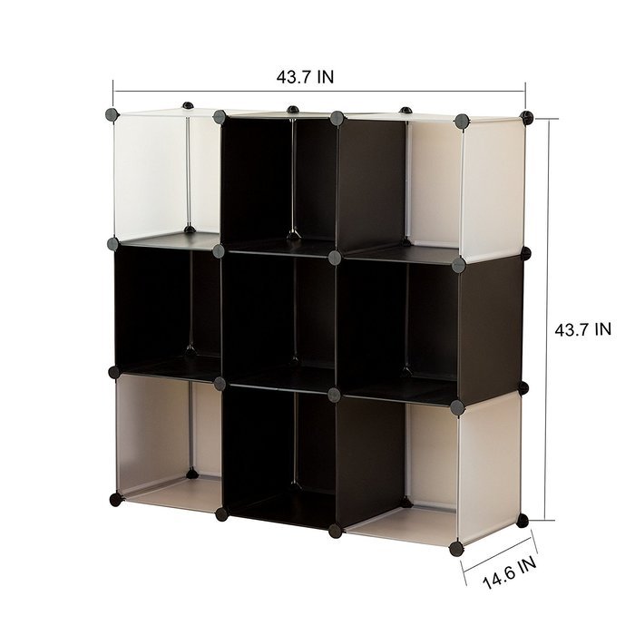 C&AHOME -DIY Bookcase Media Storage Standing Shelf Storage Cabinet Cube of 9 (White Cross Door) N6