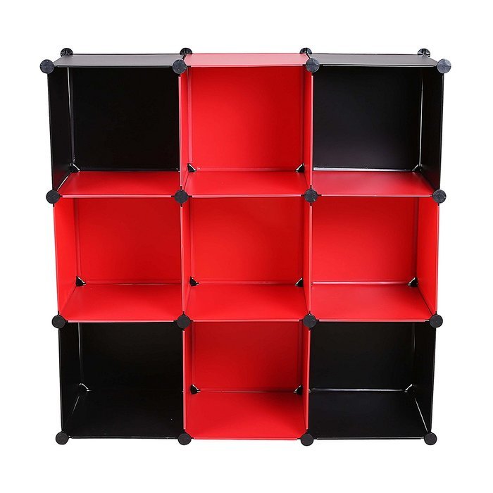 C&AHOME -DIY Bookcase Media Storage Standing Shelf Storage Cabinet Cube of 9 (White Cross Door) N8