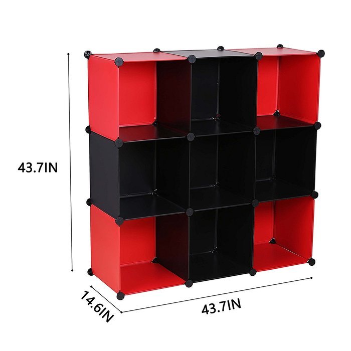 C&AHOME -DIY Bookcase Media Storage Standing Shelf Storage Cabinet Cube of 9 (White Cross Door) N9