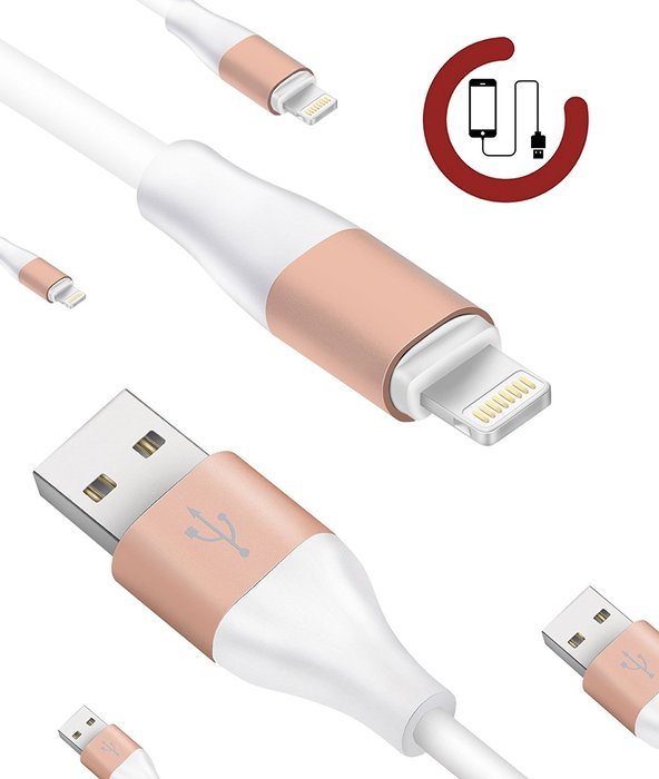 Zeuste Lightning Charging Cable for iOS Devices, 3-Pack (3 Feet, 6 Feet, 10 Feet) - Gold N11