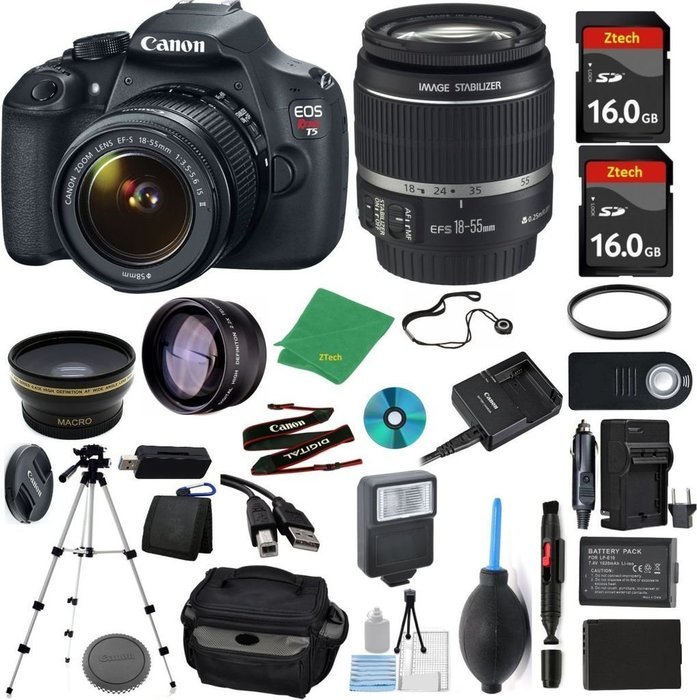 Canon Rebel T5 Camera + 18-55mm IS + 2pcs ZeeTech 16GB Memory + Case + Reader + Tripod + Starter Set + Wide Angle...