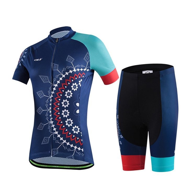 Ophelia Women Short Sleeve Cycling Jersey Pant Set+arm Sleeves(Skull,S) N18