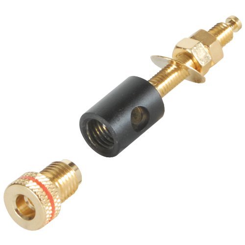 Parts Express Binding Post Banana Jack with 1" Thread 2 Pair Black Gold N2