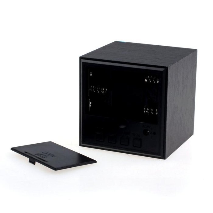 DZT1968&reg; Digital LED Black Square Wooden Alarm Clock Voice Control N9