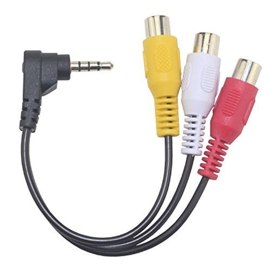 [Benly-15] 1/8" 3.5mm to 3-rca Female Composite Camcorder Video Cable - Right Angle to 3- Straight Female AV Jack... N2