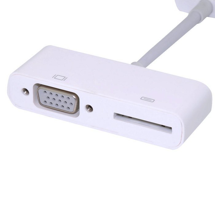 GooDGo iPad Connector to VGA Adapter Converter Cable for iPhone 4 4S iPad 2 3 with Built-in Charger N4