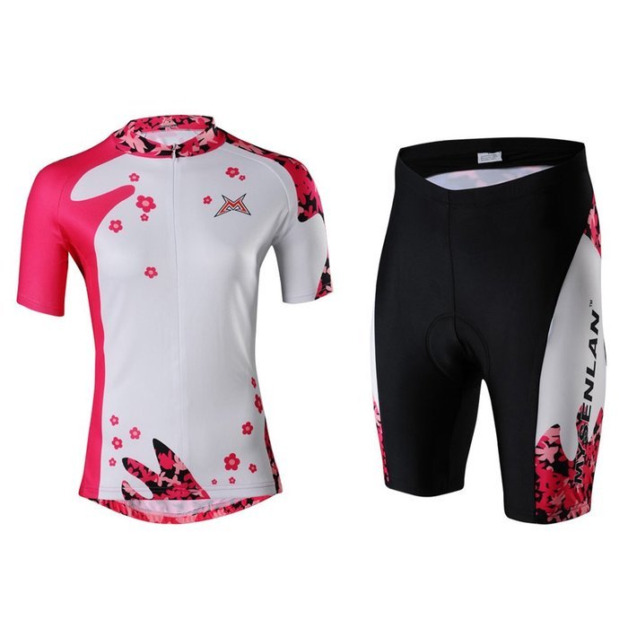 Ophelia Women Short Sleeve Cycling Jersey Pant Set+arm Sleeves(Skull,S) N38