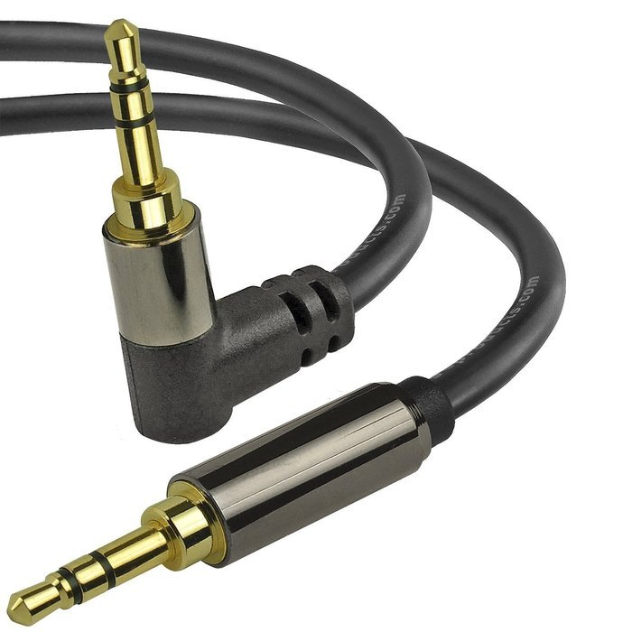 Mediabridge 3.5mm Male To Male Right Angle Stereo Audio Cable (4 Feet) - 90&deg; Connector For Flush Connections -... N10