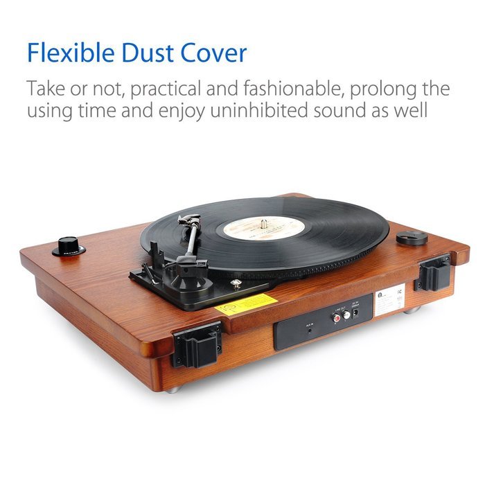 1byone Belt Driven Bluetooth Turntable with Built-in Stereo Speaker, Vintage Style Record Player, Vinyl-To-MP3... N8