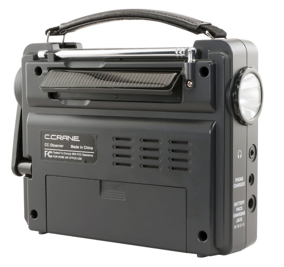 C. Crane Co COBS CC Solar Observer Wind Up Radio with AM FM Weather and built in LED Flashlight and AC Adapter N3