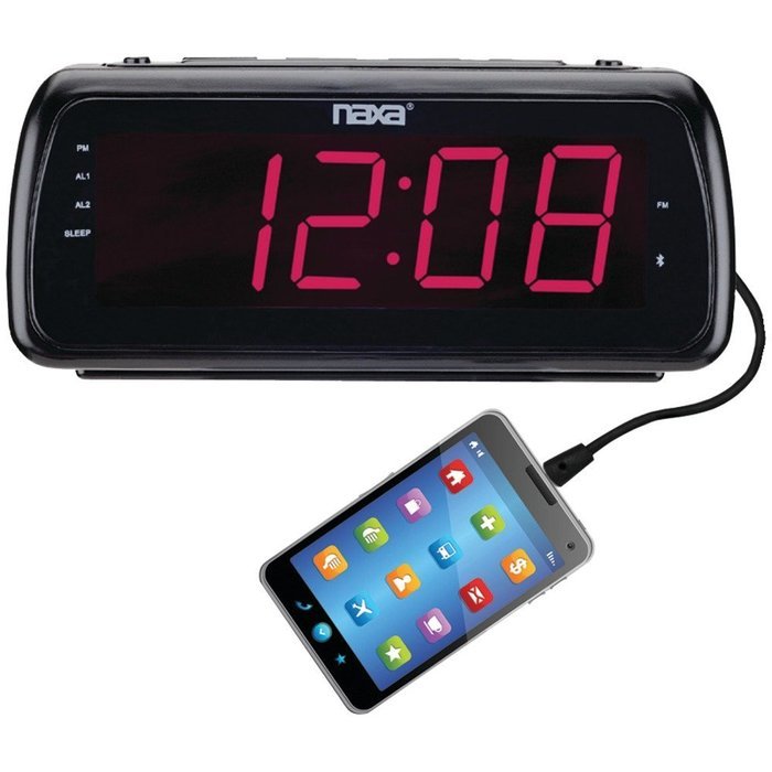 NAXA NRC-180 Large 1.8 LED Alarm Clock with USB Charge Port