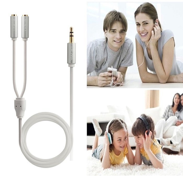 DiGiYes&reg; 1.8m（6ft） 3.5mm Male to 2 x 3.5mm Female Aux Stereo Audio Splitter Cable Gold Plated Metal Connector... N10