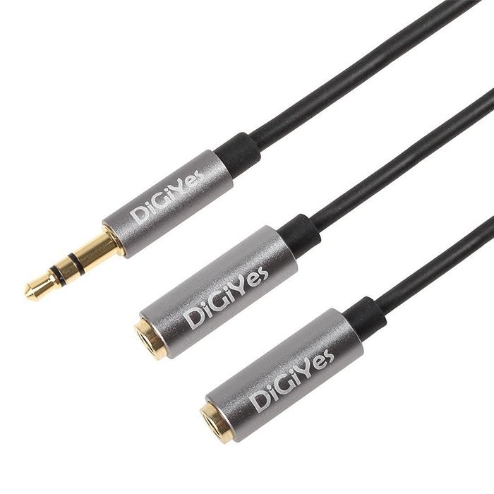 DiGiYes&reg; 1.8m（6ft） 3.5mm Male to 2 x 3.5mm Female Aux Stereo Audio Splitter Cable Gold Plated Metal Connector... N12