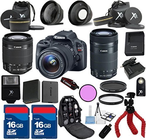Canon Rebel SL1 Camera Body with Canon 18-55mm IS STM Lens Premium Bundle with Canon 55-250mm IS STM Zoom + 24pc...