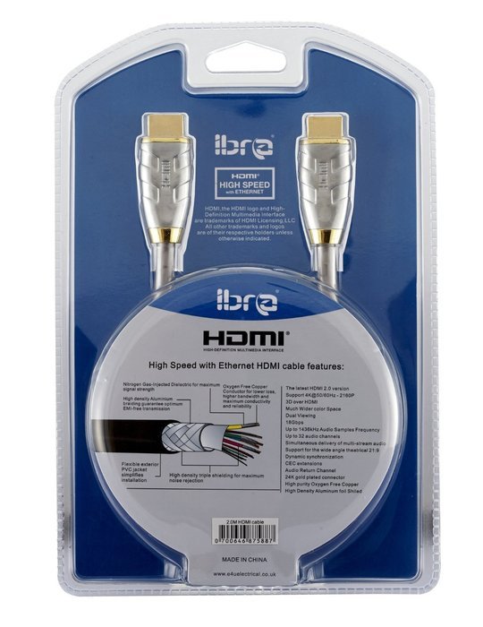 IBRA&reg; 5 Feet Ultra Advanced High Speed HDMI Cable. Advanced display resolutions. Capable beyond 1080p to 2160p... N7