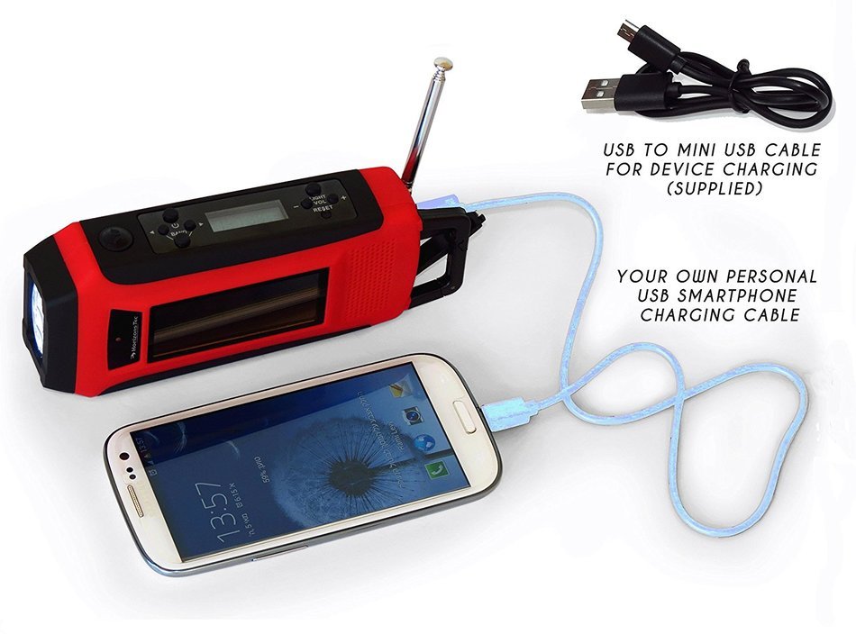 Horizons Tec HT-747.2 Emergency NOAA Weather Radio. Solar & Hand Crank Powered, smartphone Cellphone Charger &... N4