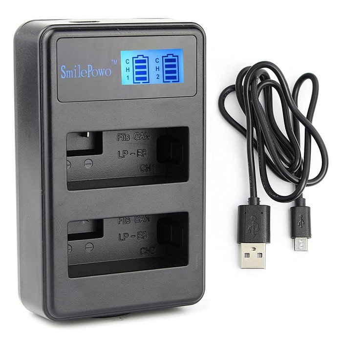 SmilePowo 2-PACK LP-E8 Battery for Canon Rebel T3i, T2i, T4i, T5i, EOS 600D, 550D, 650D, 700D, Kiss X5, X4, Kiss... N12