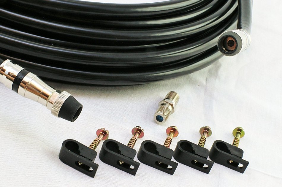 250 FT RG11 CABLE with F Connectors on each end - Black Tri-Shield Underground Coaxial DIRECT BURIAL Gel Coated... N2