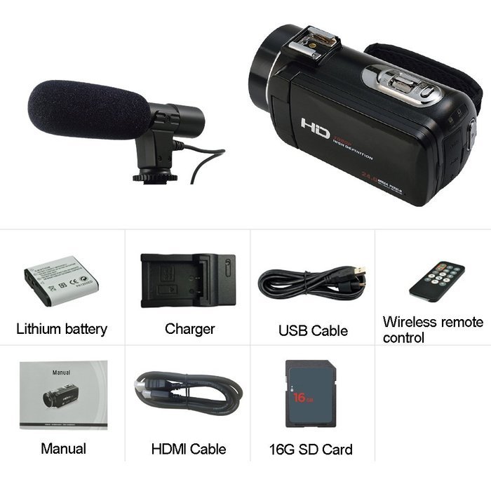 TekBow Z20 1080P Full HD 16x Digital Zoom Digital Video Camera Camcorder with Microphone LCD Touch Screen Max.24MP... N2