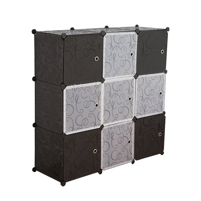 C&AHOME -DIY Bookcase Media Storage Standing Shelf Storage Cabinet Cube of 9 (White Cross Door) N10