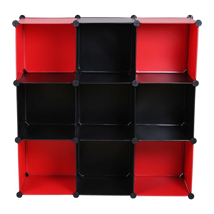 C&AHOME -DIY Bookcase Media Storage Standing Shelf Storage Cabinet Cube of 9 (White Cross Door) N14