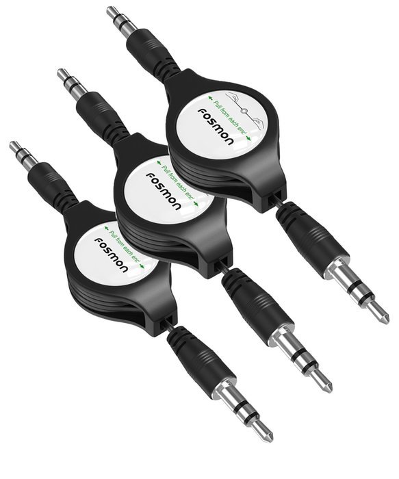 Fosmon 3.5mm Aux Auxiliary Retractable Stereo Audio Cable Cord for the iPhone 6S 6 Plus, Galaxy S7/S6/Edge/Plus... N6