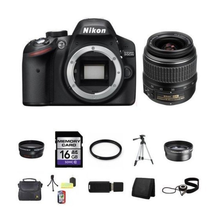 Nikon D3200 Digital SLR Camera w/18-55mm Lens 16GB Best Value Full Kit