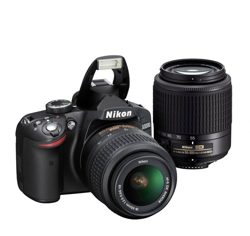 Nikon D3200 24.2 MP CMOS Digital SLR with 18-55mm VR and 55-200mm Non-VR DX Zoom Lenses N5