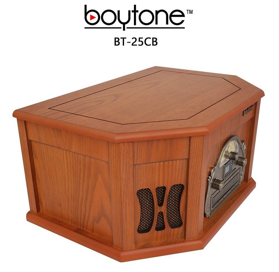 8-in-1 Boytone BT-25CB with Bluetooth Connection Natural Wood Classic Turntable Stereo System, Vinyl Record Player... N4
