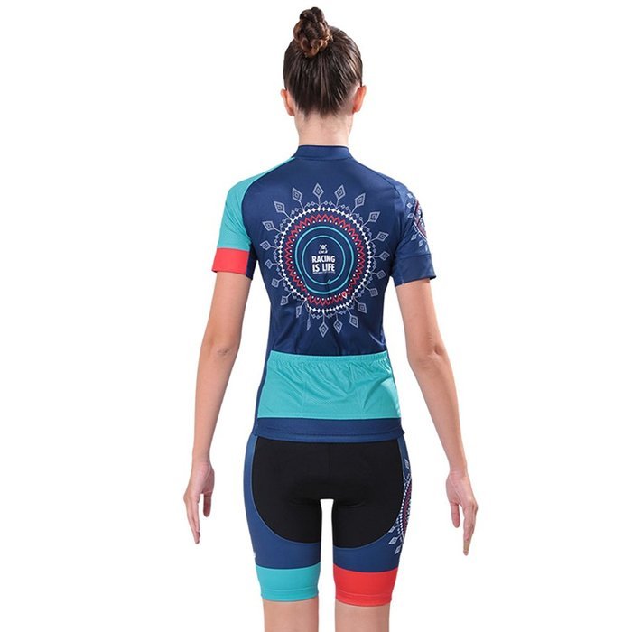 Ophelia Women Short Sleeve Cycling Jersey Pant Set+arm Sleeves(Skull,S) N44