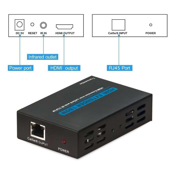 HDMI Extender, Matcis&reg; HDMI Signal Extenders Over CAT 5e/6 UTP/STP Ethernet Cable Up to 120m (Up to 120M, Sender... N32