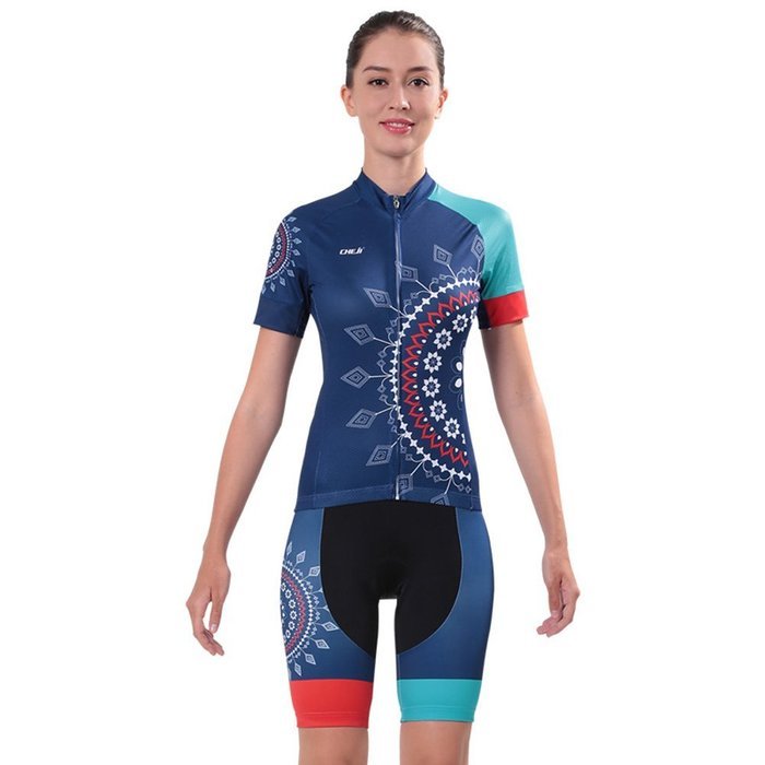Ophelia Women Short Sleeve Cycling Jersey Pant Set+arm Sleeves(Skull,S) N63